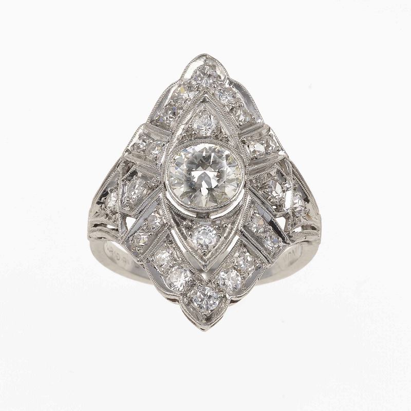 Diamond and platinum ring  - Auction Jewels - Cambi Casa d'Aste