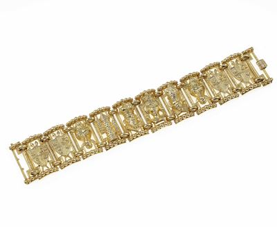 Bracciale “scacchi”, montatura in oro giallo 750/1000