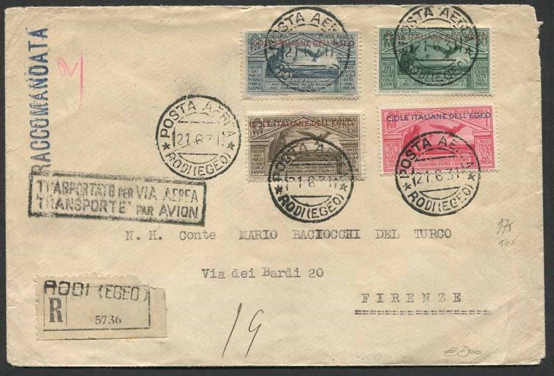 1931, Isole Italiane dell’Egeo, Virgilio  - Auction Postal History and Philately - Cambi Casa d'Aste