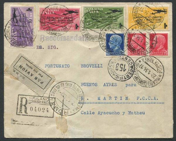 1934, Regno d'Italia, “Primo Volo Postale diretto – Roma – Buenos Ayres”