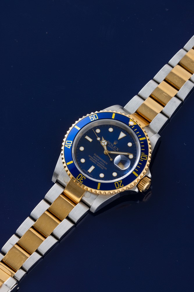 Rolex - Submariner Ref 16613 Acciaio e Oro, Quadrante Blu Soleil Movimento Automatico con Datario...