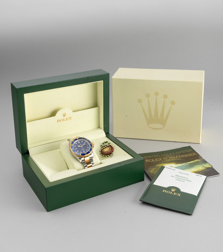 Rolex - Submariner Ref 16613 Acciaio e Oro, Quadrante Blu Soleil Movimento Automatico con Datario...