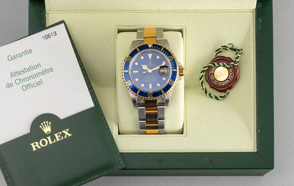 Rolex - Submariner Ref 16613 Acciaio e Oro, Quadrante Blu Soleil Movimento Automatico con Datario...