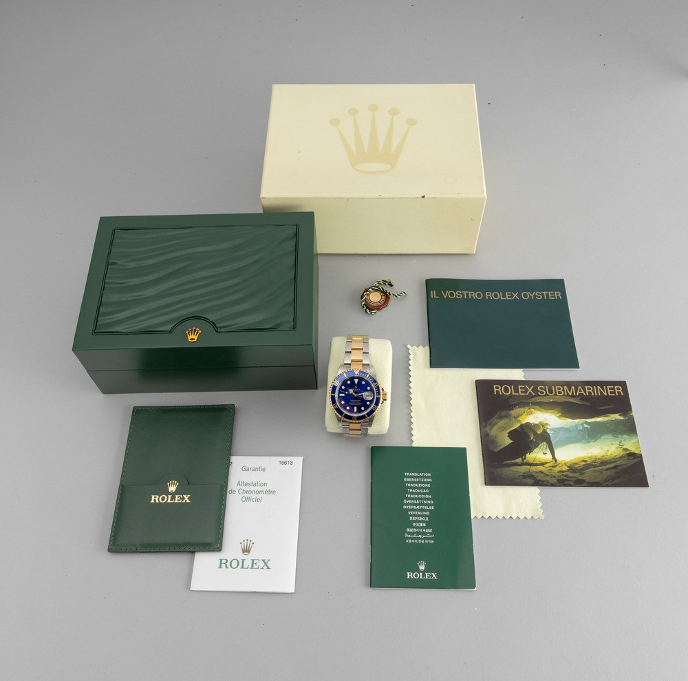 Rolex - Submariner Ref 16613 Acciaio e Oro, Quadrante Blu Soleil Movimento Automatico con Datario...