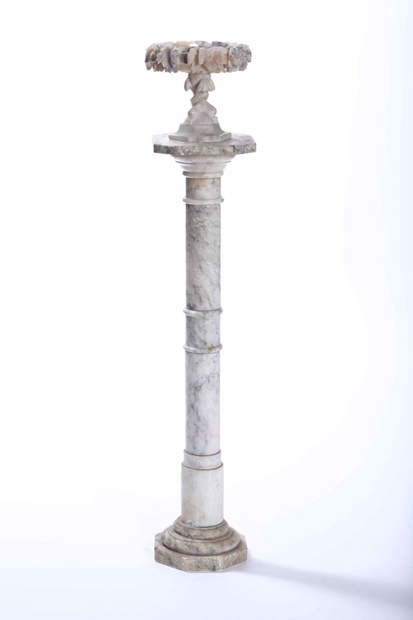 Colonna con coppa. Alabastro, Italia XIX secolo