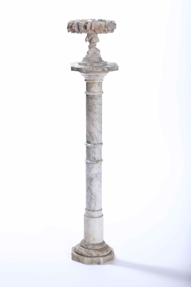 Colonna con coppa. Alabastro, Italia XIX secolo  - Auction Sculptures - Cambi Casa d'Aste