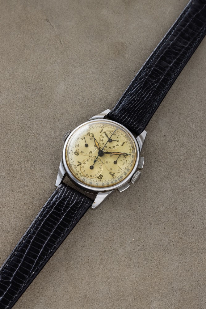 Universal Genève - Raro Orologio da Pilota in Acciaio, Cronografo a Tre Contatori con Memento Dia...
