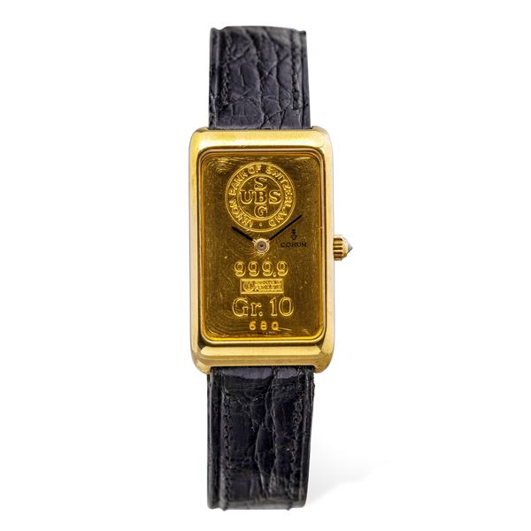 Inusuale orologio Lingot, quadrante in oro giallo 999 di 10 grammi, carica manuale, con scatola e gar [..]