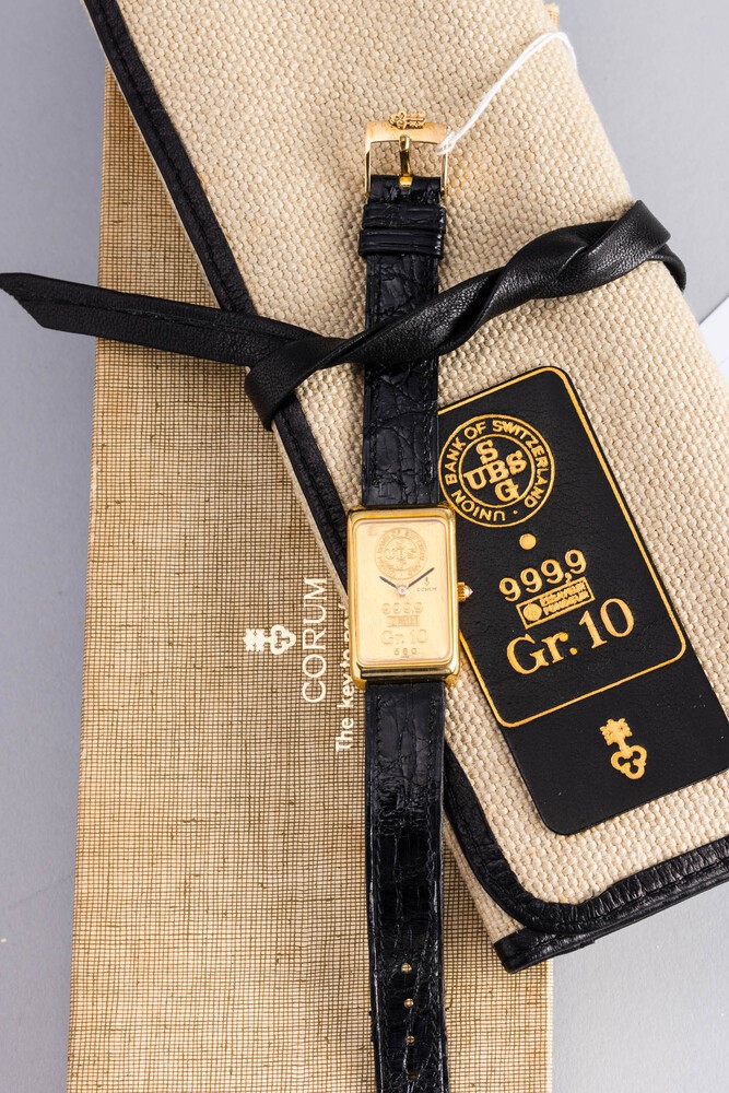Corum - Inusuale Orologio Lingot, Quadrante in Oro Giallo 999 di 10 Grammi, Carica Manuale, con S...