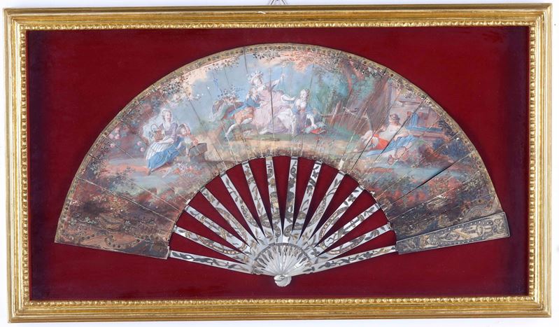 Antico ventaglio dipinto. XVIII-XIX secolo  - Asta Dimore Italiane - Cambi Casa d'Aste
