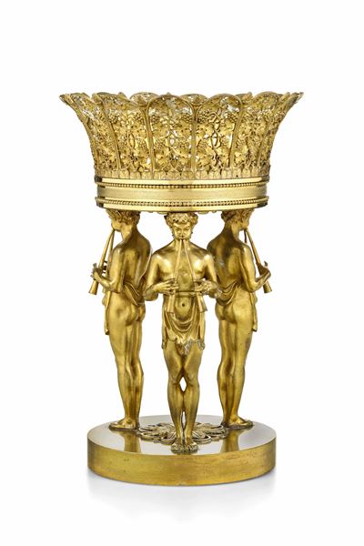 Centrotavola. Bronzo Fuso, Dorato e Cesellato. Arte Neoclassica, Francia XVIII-XIX Secolo