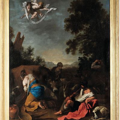 Artista Probabilmente Napoletano del XVII Secolo, Ispirato a Jacopo Bassano Annuncio ai Pastori