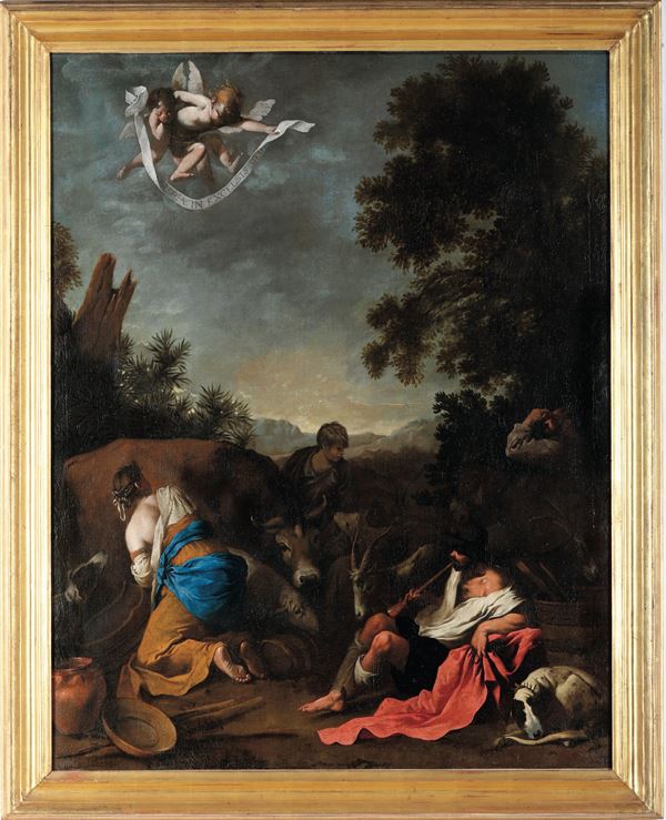 Artista  probabilmente napoletano del XVII secolo, ispirato a Jacopo Bassano Annuncio ai pastori