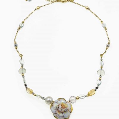 Gabriella Rivalta. Girocollo con Pietre Dure, Perla e Smalti Policromi