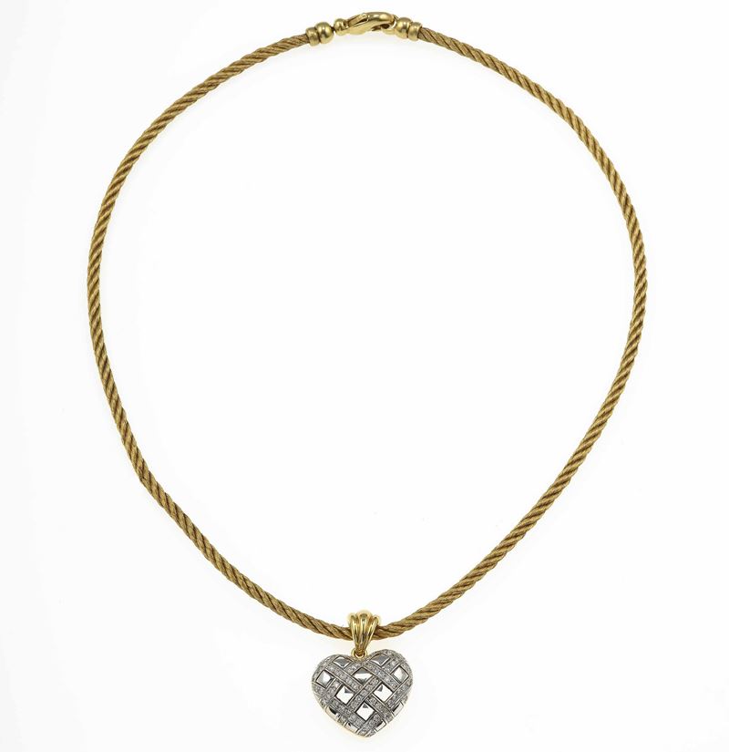 Collana con pendente a forma di cuore con piccoli diamanti  - Asta Fine Jewels - Cambi Casa d'Aste