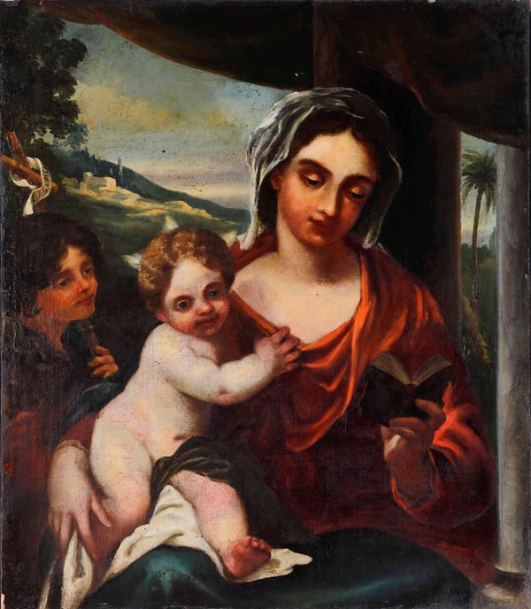 Scuola del XVII secolo Madonna con Bambino e San Giovannino