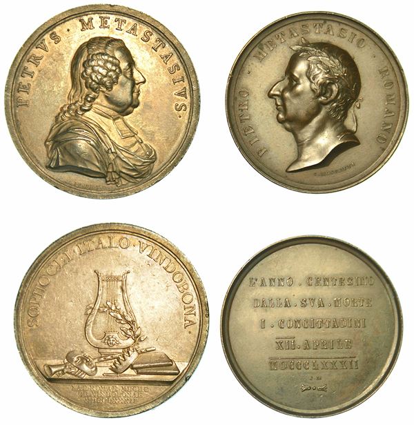 PIETRO METASTASIO, 1698-1782. Lotto di due medaglie.