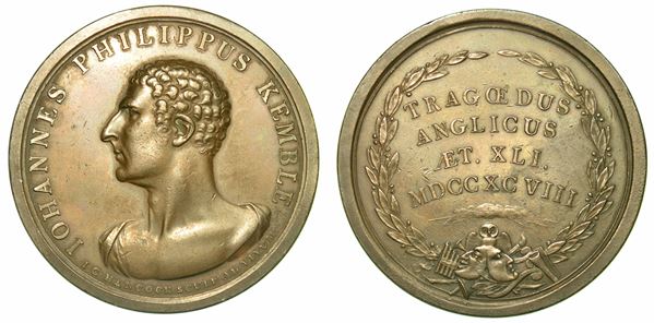 GRAN BRETAGNA. JOHN PHILIP KEMBLE, 1757-1823. Medaglia in bronzo 1798. Per il compleanno.