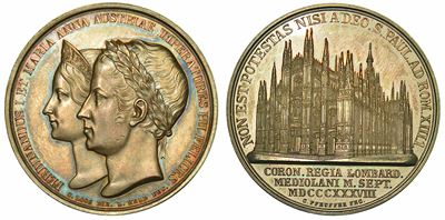 Milano. Ferdinando i D'asburgo-lorena, 1835-1848. Medaglia in Argento 1838. per L'incoronazione a...