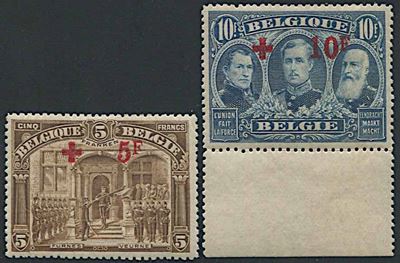 1918, Belgio, Soprastampati a Favore della Croce Rossa