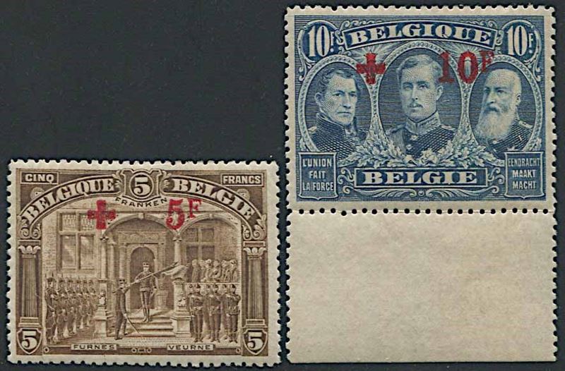 1918, Belgio, soprastampati a favore della Croce Rossa  - Auction Postal History and Philately - Cambi Casa d'Aste