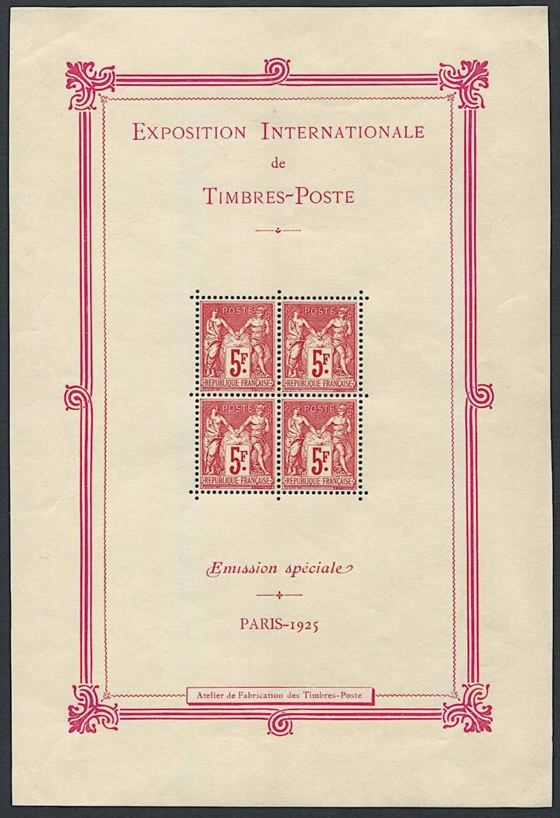 1925, Francia, BF 1  - Auction Postal History and Philately - Cambi Casa d'Aste