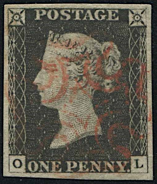 1840, Great Britain, one penny black (04)