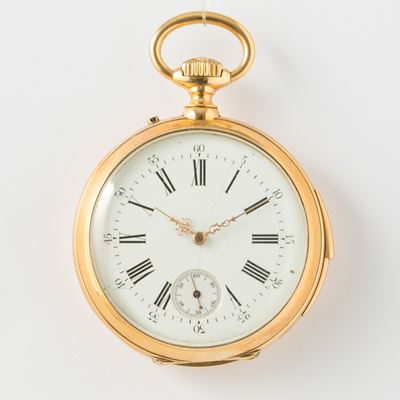 Orologio da Tasca Anonimo, Suoneria Ore e Quarti, Cassa in Oro 18 Kt, Movimento con Scappamento A...