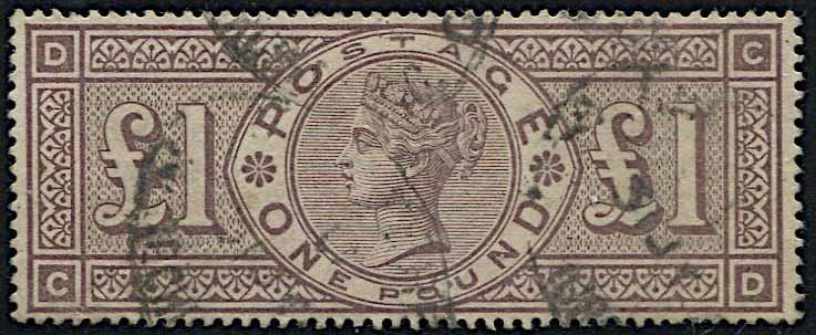 1884, Great Britain, £ 1 brown – liliac  - Auction Postal History and Philately - Cambi Casa d'Aste