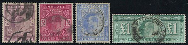 1902, Great Britain, 2 s., 6 d., 5 s., 10 s.
