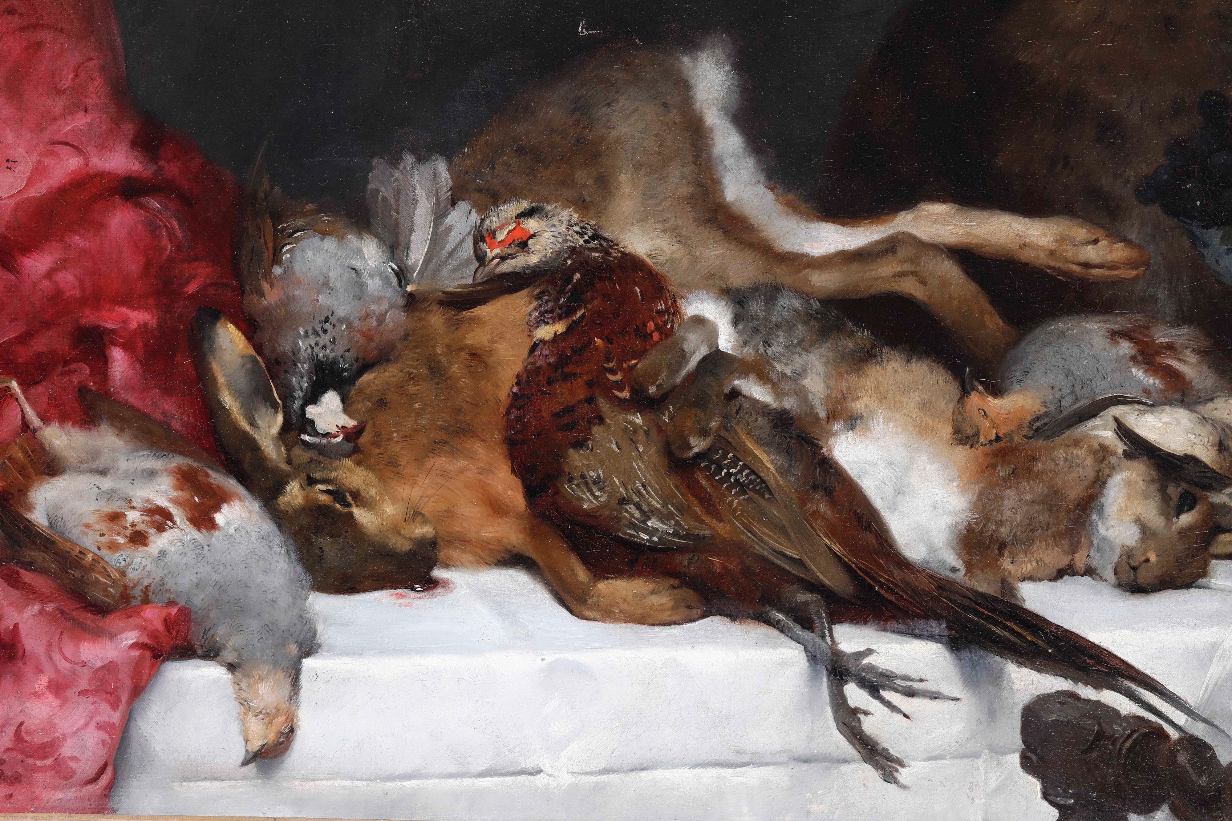 Paul Mathey - Natura Morta con Cacciagione e Gatto