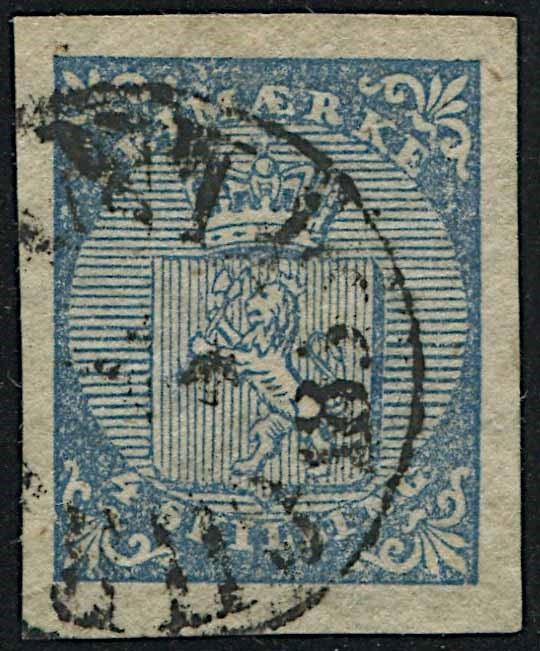 1855, Norvegia, 4 skilling blu  - Auction Postal History and Philately - Cambi Casa d'Aste