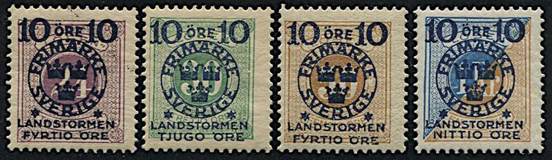 1916, Svezia, segnatasse soprastampate in blu  - Asta Filatelia - Cambi Casa d'Aste