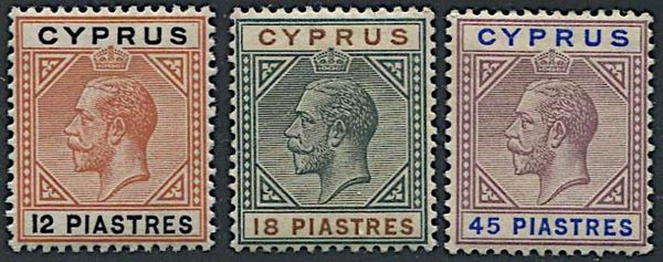 1912, Cyprus, George V, watermarked multiple “Crown”