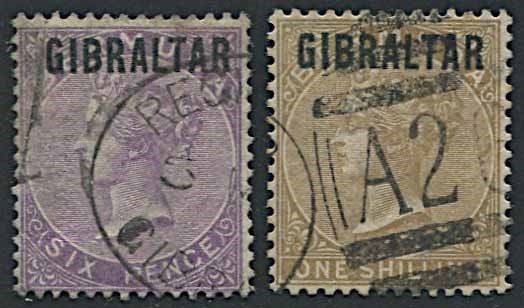 1886, Gibraltar, Bermuda stamps overprinted “Gibraltar”