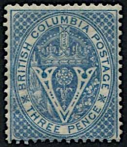 1867, British Columbia, 3 d. pale blue  - Asta Storia Postale e Filatelia - Cambi Casa d'Aste
