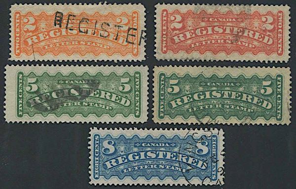 1875/92, Canada, registration stamps