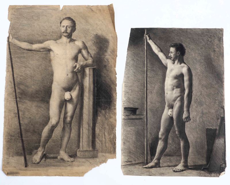 Lazzaro Luxardo : Nudi maschili  - Asta Dipinti del XIX-XX secolo - Cambi Casa d'Aste