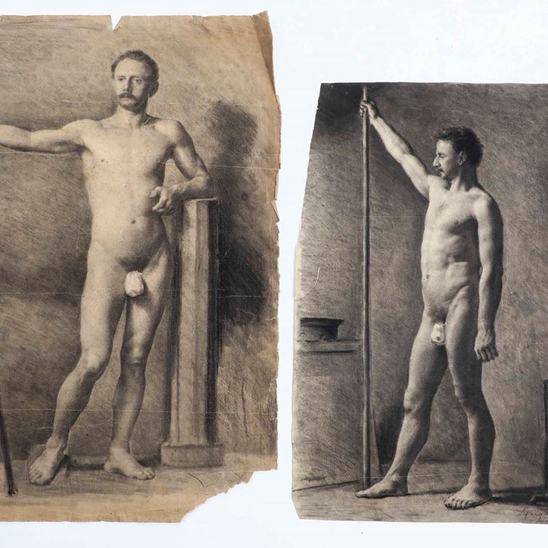 Lazzaro Luxardo : Nudi maschili  - Asta Dipinti del XIX-XX secolo - Cambi Casa d'Aste