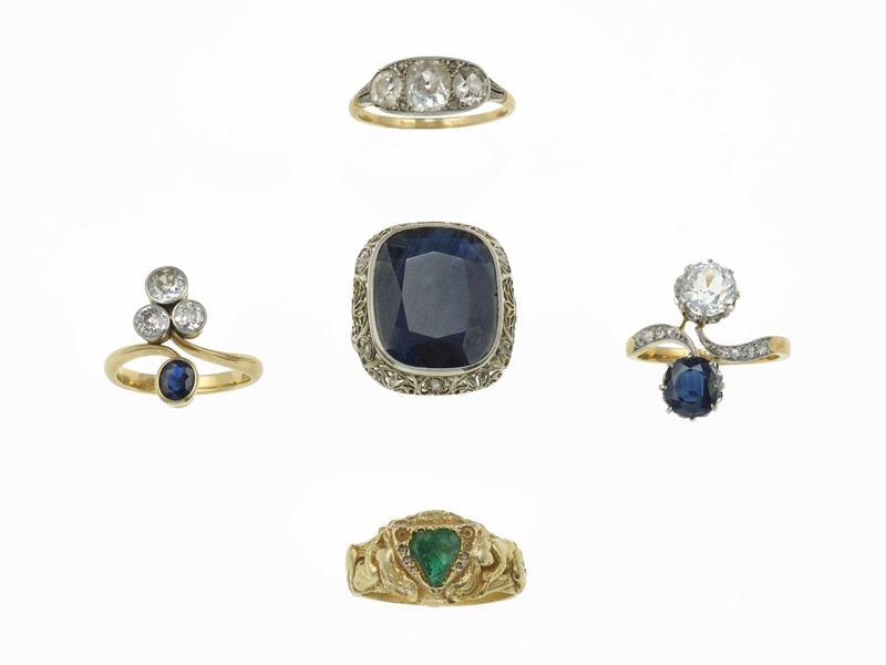 Group of five rings  - Auction Jewels - Cambi Casa d'Aste