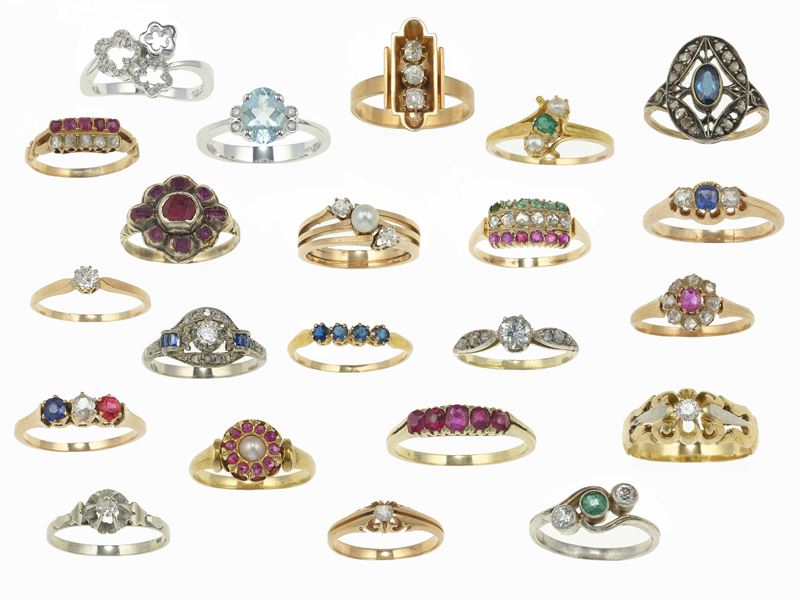 Group of twenty-two rings  - Auction Jewels - Cambi Casa d'Aste