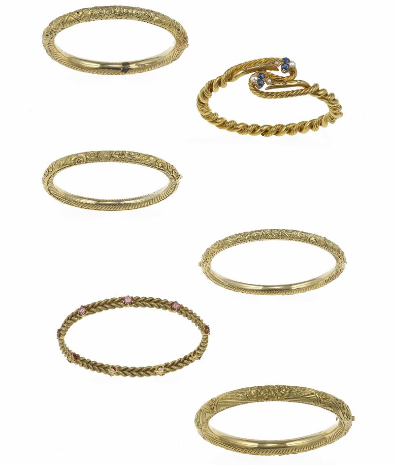 Six gold bracelets  - Auction Fine Jewels - Cambi Casa d'Aste