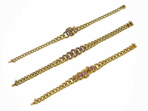 Three chain bracelets