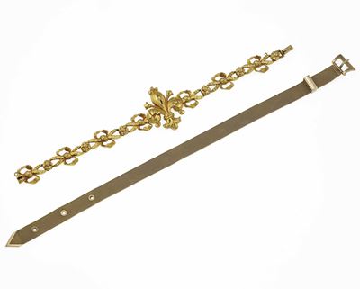 Chiappe, Bracciale giglio e Bracciale cintura con fibbia in oro giallo 750/1000