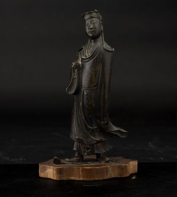 Figura di saggio in bronzo, Cina, Dinastia Ming, XVII secolo