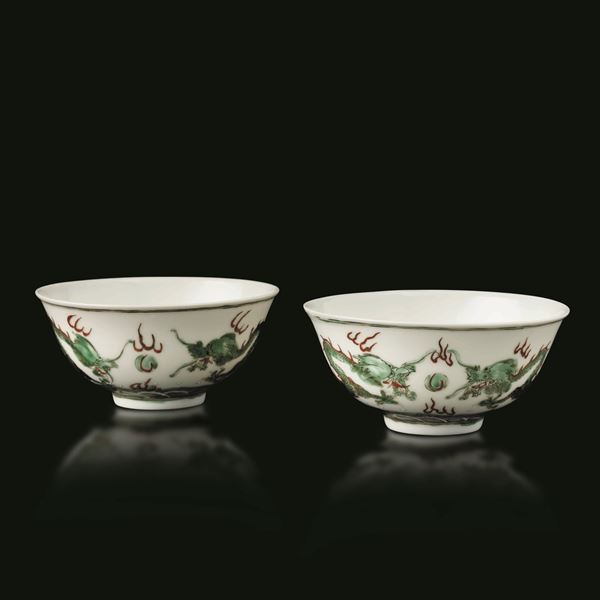 Two Famille Verte bowls, China, Republic, 1900s