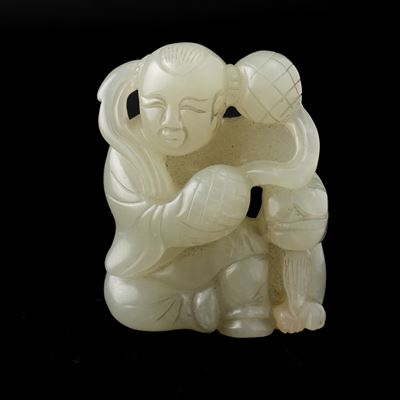 Gruppo in Giada Raffigurante Personaggio Seduto, Cina, Dinastia Qing, XIX Secolo