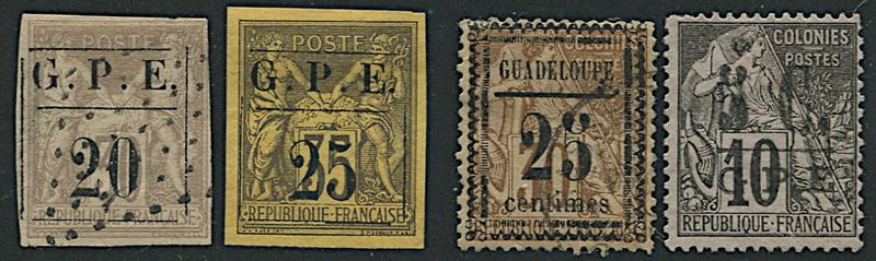1884/1891, Guadalupa, francobolli di colonie francesi soprastampati, nuovi o usati  - Auction Philately - Cambi Casa d'Aste