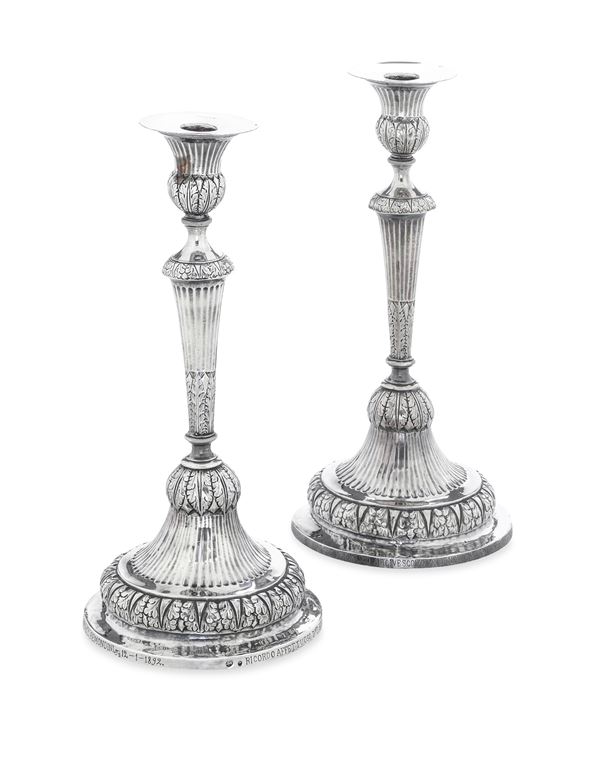 Two candle holders, Genoa, 1819