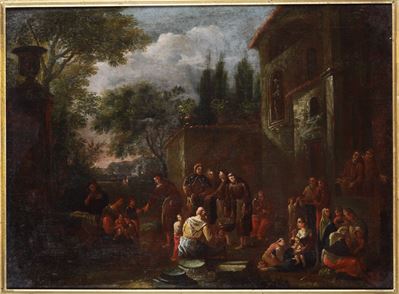 Scuola Romana del XVIII Secolo Scena Popolare